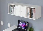 Wall Mounted Office Computer Desk and Floating Hutch Cabinet, White