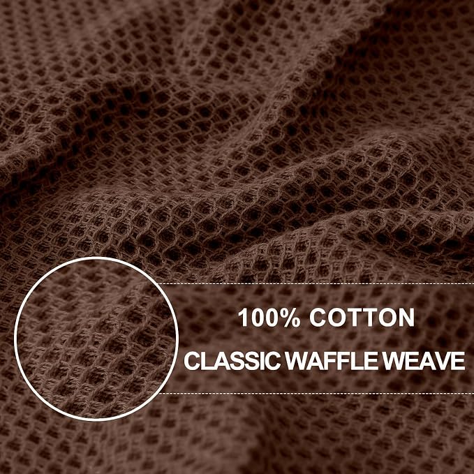 Homaxy 100% Cotton Waffle Weave Kitchen Towels, 5-Pack, Coffee | 13 x 28 Inches, Ultra Soft Absorbent Dish Towels, Quick Drying Cleaning Towels