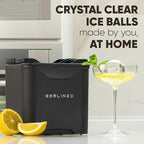 Berlinzo Ice Ball Maker Mold - 4 Clear 2.4in Whiskey Spheres, Non-Electric
