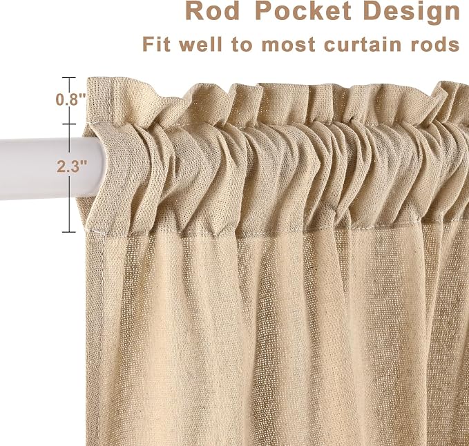 Likiyol Linen Valances for Windows Farmhouse Ruffle Valance Rustic Country Window Valances Light Filtering Kitchen Curtains Rod Pocket Valance Curtains for Bathroom Cafe, Linen White, 52" W X 18" L