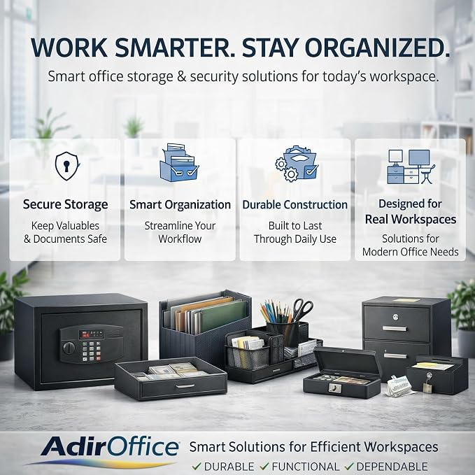 AdirOffice Mailboxes for Outside Wall Mount Large with Key Lock, Metal Locking Mailbox with Post Outdoor, Residential Mail Box Lock and Key, Cash Drop Box for Money, Parcel, Envelopes & Cards Blue