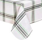 FIFTY FEET 84 * 60 Inch Rectangle Tablecloth, Vinyl Tablecloth with Flannel Backing for Rectangle Tables Waterproof, Spill Proof Plastic Picnic Table Cover for Dining/Camping/Indoor/Outdoor(Plaid-C)