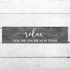 Generic Funny Wood Sign Relax You're On Beach Time Rustic Wooden Hanging Sign Home Farmhouse Kitchen Wall Decoration 16 x 6 Inch
