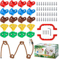 TOPNEW 20 PCS Rock Climbing Holds for Kids, Rock Wall Holds with 6.56 Ft Climbing Rope and 2 Handles, Rock Wall Climbing Kit for Indoor and Outdoor Playset - Includes Mounting Hardware