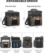 HSHRISH Expandable Large Tactical Lunch Box for Adults, Durable Insulated Lunch Bag with Lots of Storage Space, Cooler Bag for Men Women Work Outdoor Picnic Trip, 16 L, Black