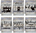 Boyiee Set of 6 Camping Kitchen Towels Happy Camper Tea Towels | Absorbent Farmhouse Dish Towels with Funny Sayings 24 x 16 Inches Camping Hand Towels for Rv Campers Lovers Gifts Accessories