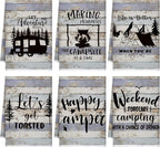 Boyiee Set of 6 Camping Kitchen Towels Happy Camper Tea Towels | Absorbent Farmhouse Dish Towels with Funny Sayings 24 x 16 Inches Camping Hand Towels for Rv Campers Lovers Gifts Accessories