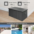 Domi Deck Box 190 Gallon, Waterproof Lockable Steel Outdoor Storage Container for Outside Cushions, Garden Tools and Pools Equipment, Gray
