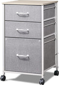 DEVAISE Mobile File Cabinet, Rolling Printer Stand with 3 Drawers, Fabric Vertical Filing Cabinet fits A4 or Letter Size for Home Office, Light Grey