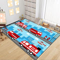 Car Rug Play Mat Car Rug Play Mat Car Rug for Boys Room Fire Fighting Truck Red Car Printed Rug Play Rug for Cars and Trucks Play Rugs for Kids Rooms,Light Blue 2'5''×4'