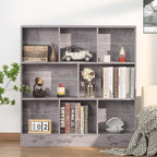LEYAOYAO 8 Cube Bookshelf with Base,3 Tier Mid-Century Modern Grey Bookcase,Standing Wide Bookshelves Storage Organizer Shelf,Rustic Wood Display Cabinet Book Shelves for Bedroom,Living Room,Office