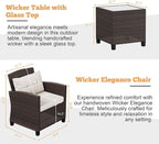 Shintenchi 3 Pieces Patio Furniture Set 3 Pieces PE Rattan Wicker Chairs with Table Outdoor Furniture for Backyard/Garden/Poolside/Outdoor Restaurant Brown Rattan with White Cushion