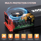 2000W Pure Sine Wave Inverter, Car Power Inverter 12V to 120V AC Converter for RV, Truck, Solar, Outdoor with Dual AC and 20A Socket, 18W+30W USB, PD60W, Surge 4000W, Remote Control(2000W-12V)