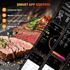 Meat Thermometer Wireless, 800FT Bluetooth Digital Thermometer with Smart APP, Temp Precise Improved by 100%, Instant Read Food Thermometer with Alerts for Oven Smoker BBQ Grill