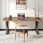 Desk / 55 inches,Solid Wood Desk Classical Style Home Office Desks/New Chinese Style Computer Table/Wooden Desk/Brown Desk (Brown-Z)