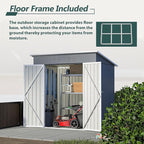 6x4 FT Shed Outdoor Storage Metal Large Garden Tool Sheds with Lockable Doors Floor Frame Shed-Roof Waterproof Steel Utility Equipment Sheds for Backyard Patio Lawn Poolside, Grey