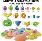 Rock Climbing Holds for Kids, 32 PCS Rock Wall Holds with Hardware, Indoor Outdoor Climbing Grips for Backyard Playset & Home Wall, Easy Install, Pastel Colors