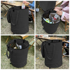 Pop up Camping Trash can with lid, 2-Pack Collapsible 24 Gallons Trash can with Sorting Clips, Garden Garbage Bag with Lid, Lawn and Leaf Bags - Reusable Yard Waste Bags (2Pcs-Black)
