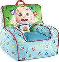 Idea Nuova Cocomelon Kids Mink Plush Bean Bag Chair with Piping & Top Carry Handle , Large
