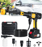 Cordless Pressure Washer, 600PSI Portable Power Washer with 6-in-1 Nozzle & Foam Cannon, 21V Battery Powered Cordless High Pressure Washer Gun, Handheld Pressure Washers for Car, Patio, Home