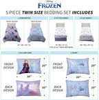 Disney Frozen 2 Kids Bedding Super Soft Comforter and Sheet Set with Sham, 5 Piece Twin Size, "Official" Disney Product By Franco