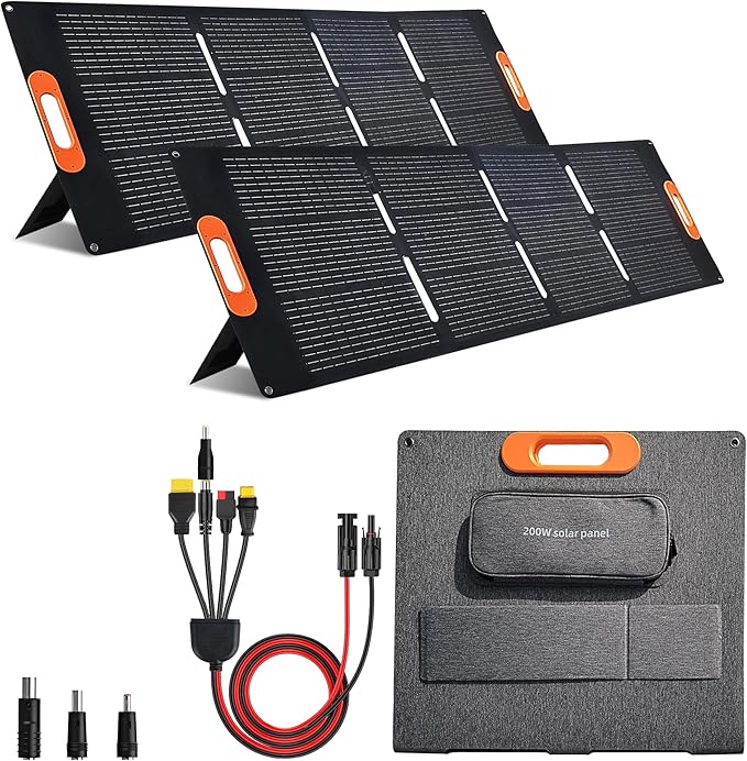 30W 100W 200W 400W Solar Panel,Portable Foldable Solar Panel Kit,Black with Carrying Case (2 * 200W)