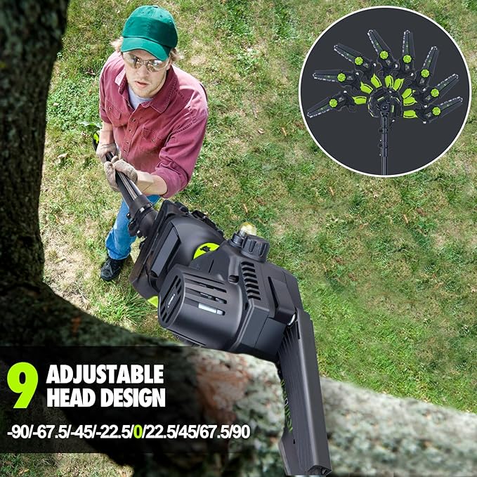 2-in-1 Cordless Pole Saw, 6 Inch Brushless Pole Chainsaws Mini Handheld Chainsaw with 2× 21V Batteries, 6.5lb Lightweight, Auto Oiling, 15 FT MAX Extension Pole Saws for Tree Trimming