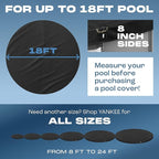 Yankee Diamond Series Pool Covers for Above Ground Pools | All-Weather, Windproof, Light 18ft Round Pool Cover w/ 6 Screw-In Pegs, 6 Ropes | 3 Mounting Methods, Strong Fastenings for Triple Protection