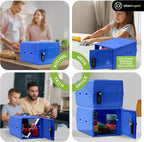 Dual Combination & Keyed Lockbox - Lockable Box for Everyday Use - Multi-Purpose lock for Home & Office Safety - Made of Industrial-Grade Plastic - One Size (Blue)