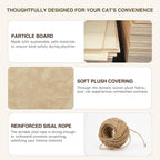 26-in-1 Cat Wall Shelves with Cat Tree, 40''L Tunnel, Moon, Beige | Wall Mounted Cats Furniture Set with Plush Fabric, Cat Climbing Systems for 16 Inch Drywall, with Scratching Posts, Bridge