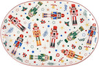 Bico Christmas Soldier Ceramic 16 inch Ceramic Oval Platter, for Serving Turkey, Steak, Salad, Microwave & Dishwasher Safe