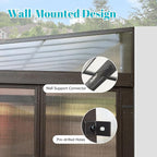 10x12FT Wall Mounted Sunroom, Outdoor Permanent Lean-to Solarium with Detachable Polycarbonate Roof, 2 Lockable Sliding Doors, Aluminum Gazebo Against The Wall Sun Room for Garden Patio Deck