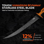 KastKing Ultimate Angler 9" Fillet Knife, Fishing Knife for Men | Sharp Vanadium Stainless Steel Blade, EnduraGrip Handle, Corrosion-Resistant, Sheath with Sharpener & Line Cutter