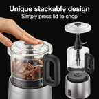 Proctor Silex Durable Electric Vegetable Chopper & Mini Food Processor | 3.5 Cup Bowl | 2 Speeds For Chopping, Puree & Emulsify | Stacking Design For Easy-Assembly | 350 Watts | Silver | 72870