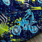 Axolotl Boys Dirt Bike Bedding Set Queen,Dirt Bike Comforter Set,Extreme Sports Tie Dye Bedding Set Motor Biker,Motocross Rider Comforter Set for Boys Kids Teens Men,1 Quilt 2 Pillowcases,Blue Green