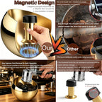 Espresso Knock Box with Glass Lid, Magnetic Knock Bar, Shock-Absorbing Base – Holds 20 Pucks (Gold) | Large Capacity, Stainless Steel ,Coffee Knock Box