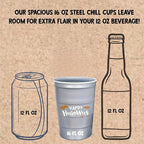 Steel Chill Cups 16 oz. Reusable Party Cups, Happy Halloween, 12 Count | Made in USA from Steel these durable cups chill fast & keep your drink cold for longer, 100% recyclable for sustainablity