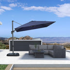 PURPLE LEAF 9' X 9' Left-right Tilt Patio Umbrella Outdoor Cantilever Swivel Square Umbrella with Tilt Aluminum Offset Umbrella with 360-degree Rotation for Garden Deck Pool Patio Navy Blue