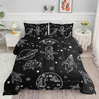 Datura home Kids Space Astronaut Comforter Set for Boys Kids Children,Galaxy Space Ship Astronaut Rocket Printed Bedding Set with 1 Comforter and 2 Pillowcases(Space Galaxy Twin), Twin 68x86inches