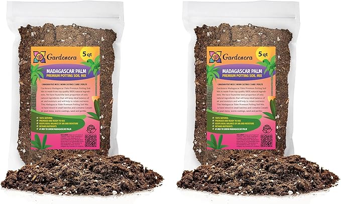 Gardenera Madagascar Palm Plant Potting Soil - All-Natural Blend for Thriving Palms - Boosts Root Health and Distinctive Elegance - 10 Quart