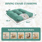 puredown® Chair Cushions for Dining Chairs, Tufted Memory Foam Chair Pads with Non-Slip Backing, Kitchen Seat Cushions with Ties, Washable Seat Pad Set of 4, 15.5" x 15.5" x 4", Green
