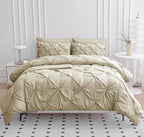 LANE LINEN Split King Size Bedding Comforter Set, Soft 8 Piece Split King Bed in a Bag with 1 King Size Comforter, 1 King Size Flat Sheet, 2 Twin XL Fitted Sheets, 2 Pillowcases & 2 Shams - Linen