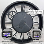 The B-Style Large Wall Clock 24 inch Moving Gear Wall Clock Oversized Vintage Farmhouse Wall Clocks for Living Room Decor Rustic Industrial Wood Clock (Gray and White)