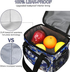 Lunch Bags for Women/Men, Insulated Lunch Bag for Work Office - Lunch Cooler Bag Leakproof Lunch Box with Adjustable Shoulder Strap - Blue Camouflage