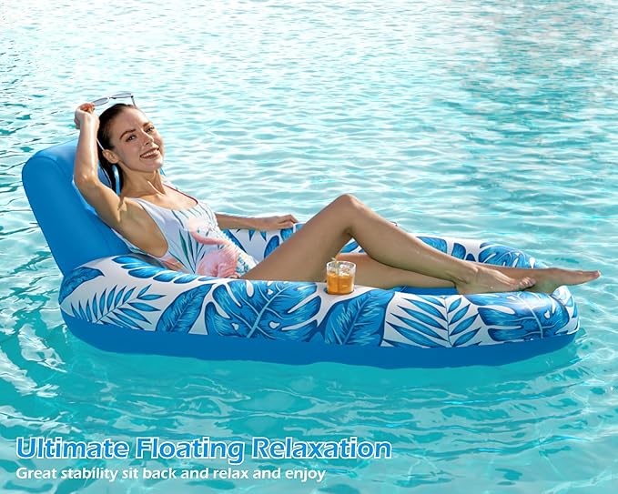 Jasonwell Inflatable Pool Float Adult - Pool Floaties Lounger Floats Raft Floating Chair Water Floaties for Swimming Pool Lake Lounge Float with Cup Holders Beach Pool Party Toys for Adults