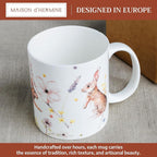 Maison d' Hermine Coffee Mug with Handles Tea Cups (15 Ounce, Pack of 1) | Fine Bone China Coffee Mugs for Hot Beverages Cappuccino Latte Home Restaurant Hotel Spring Summer -Easter Zest - Rabbits