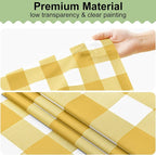 6 Packs Buffalo Disposable Table Cloth, 54 x 108 Inch Waterproof Plastic Tablecloth, Rectangle Gold and White Checkered Table Covers for Picnic, Birthday, Party, Back to School