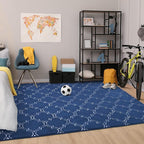 Chicrug Shag Geometric Modern Area Rug for Bedroom, 6x9 Feet Memory Foam Indoor Carpet, Fluffy Rug for Living Room Bedside Room Decor for Family Girls Kids Nursery Play Mat, Navy/White