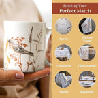 Maison d' Hermine Coffee Mug with Handles Tea Cups (15 Ounce, Pack of 1) | Fine Bone China Coffee Mugs for Hot Beverages Cappuccino Latte Home Spring Summer -Meadow Florals - Beige - Meadow Sunrise