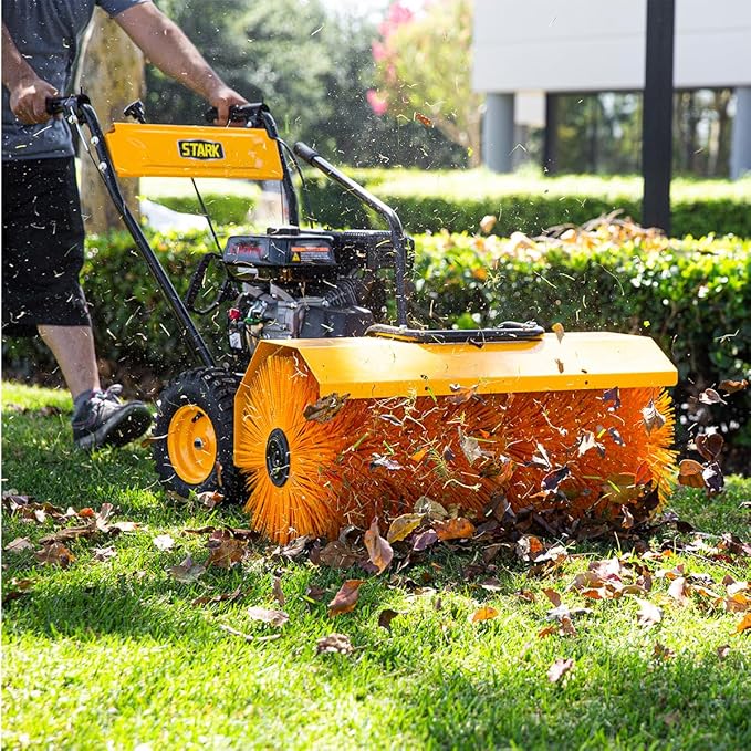 Stark 7.0HP Walk-Behind Power Sweeper Dirt/Debris 31" Brush Broom Clearing Path Engine Gas for Leaves, Dirt, and Gravel